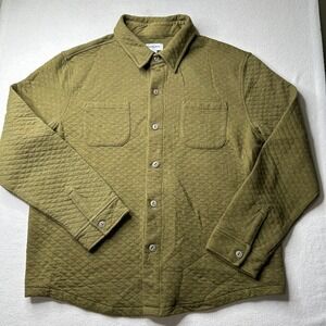 Goodfellow Womens Waffle Quilted Olive Green Warm Button Up Shacket Size XL